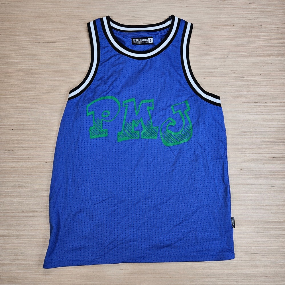 Rebel Minds Basketball Jersey Mens S Blue PMJ Graphic Mesh‎ Tank Top